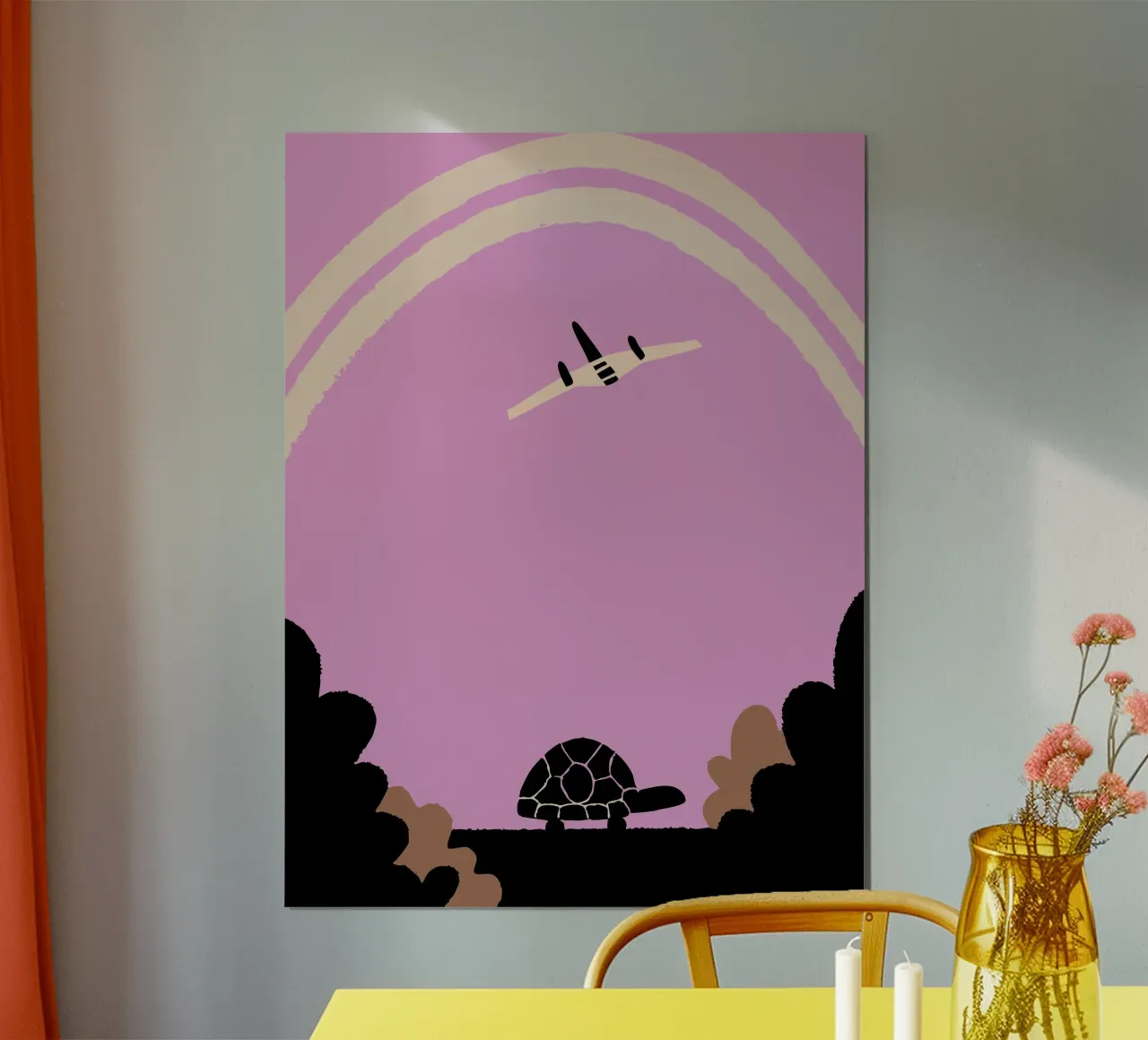 La tartaruga e l'aereo poster con telaio in plastica da TRENDY POSTER SHOP