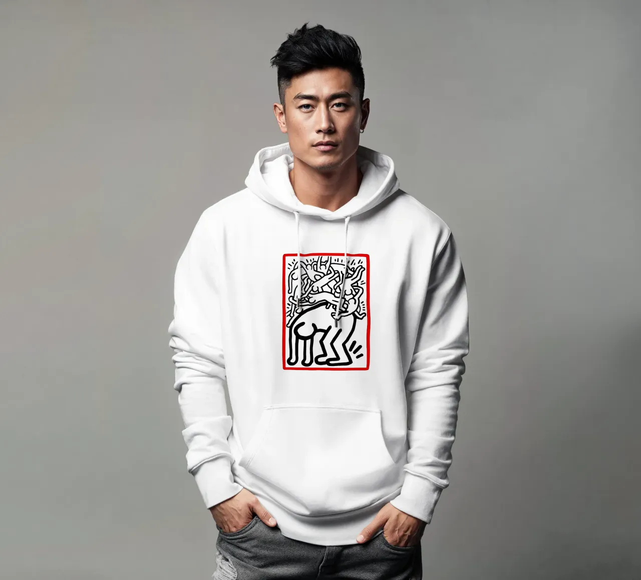 Lotta all'Aids in tutto il mondo di Keith Haring felpa con cappuccio da tokovictory