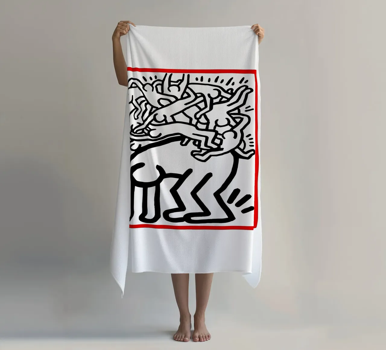 Lotta all'Aids in tutto il mondo di Keith Haring telo mare da tokovictory