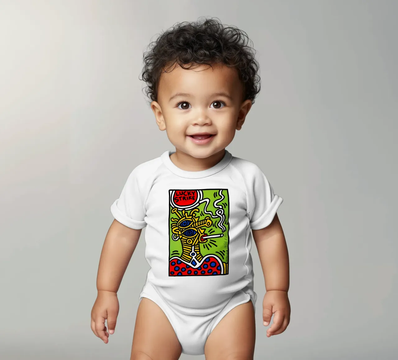 Lucky Strike di Keith Haring body neonato maniche corte da tokovictory