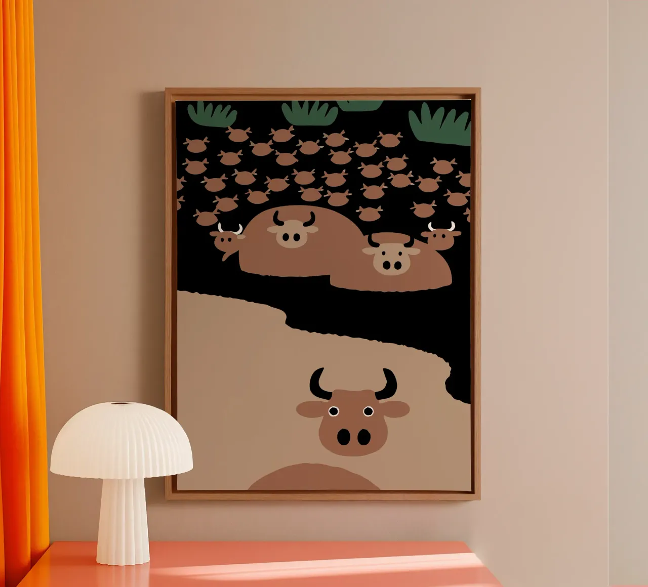 Raccolta di bestiame tela con Cornice a cassetta da TRENDY POSTER SHOP