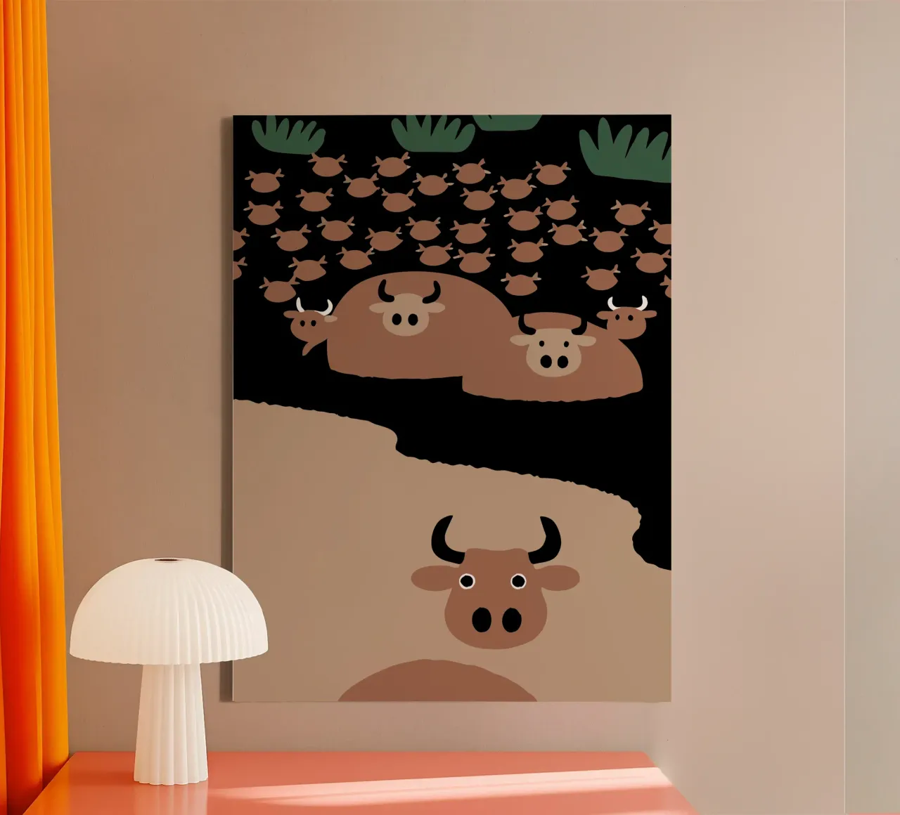 Raccolta di bestiame tela con Cornice a cassetta da TRENDY POSTER SHOP
