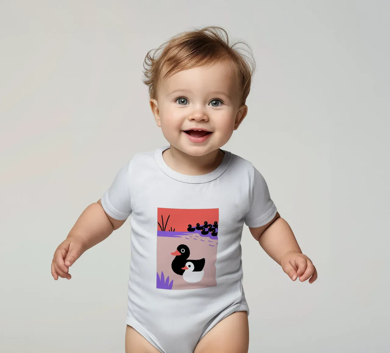 Un branco di anatre body neonato maniche corte da TRENDY POSTER SHOP