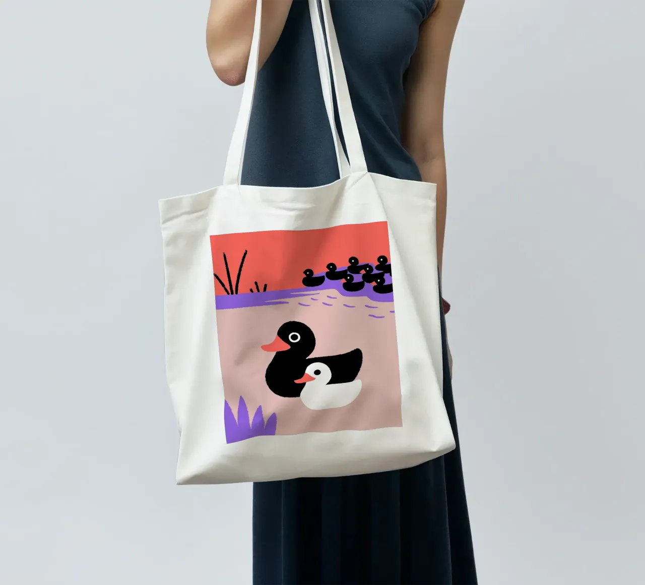 Un branco di anatre borsa in juta da TRENDY POSTER SHOP