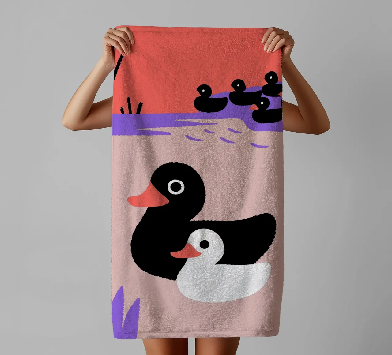 Un branco di anatre asciugamano da bagno da TRENDY POSTER SHOP