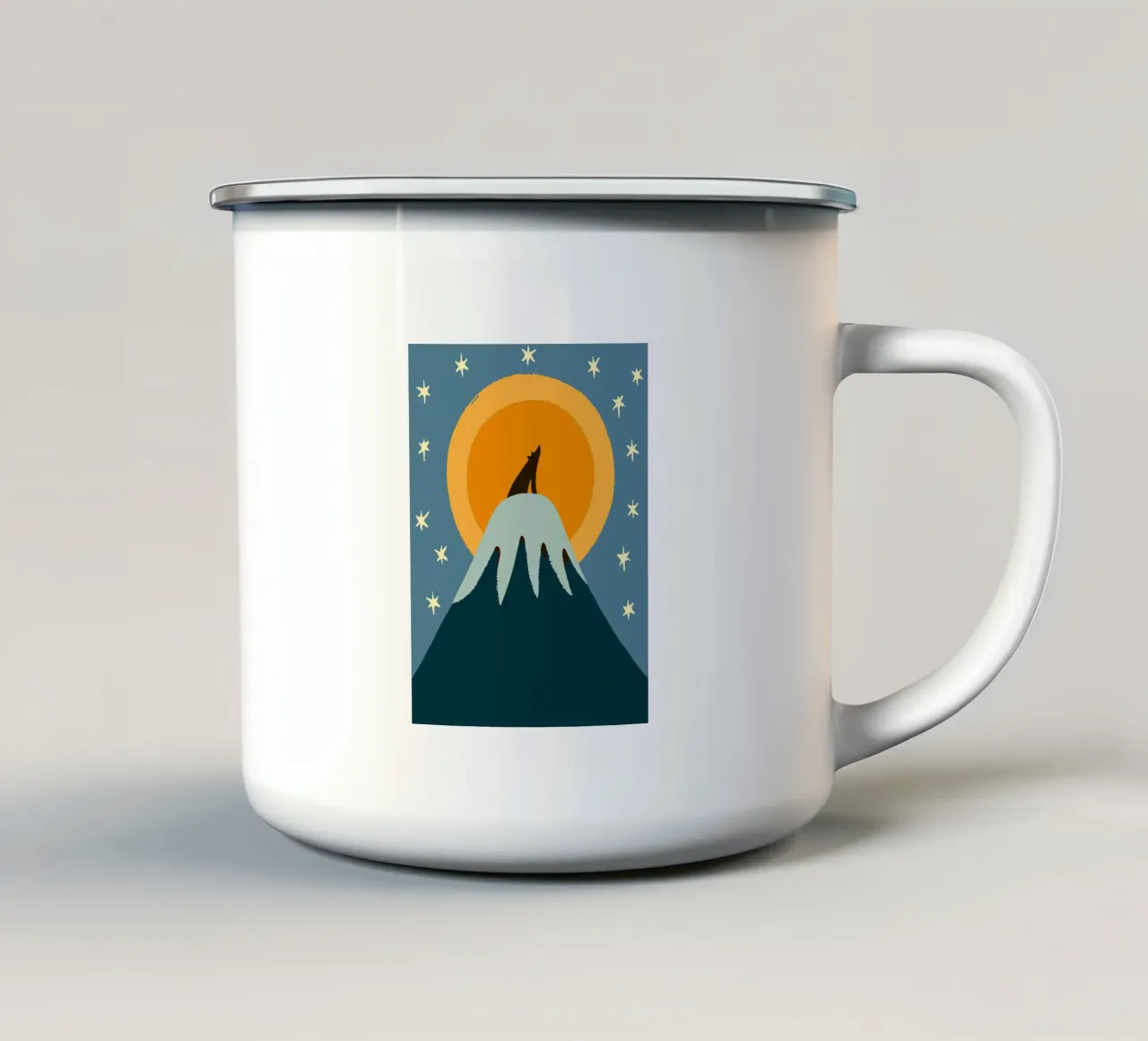 Wölfe um Mitternacht Emaille Tasse von TRENDY POSTER SHOP