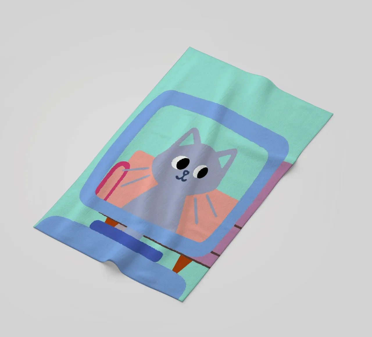 Gatti in televisione telo mare da TRENDY POSTER SHOP