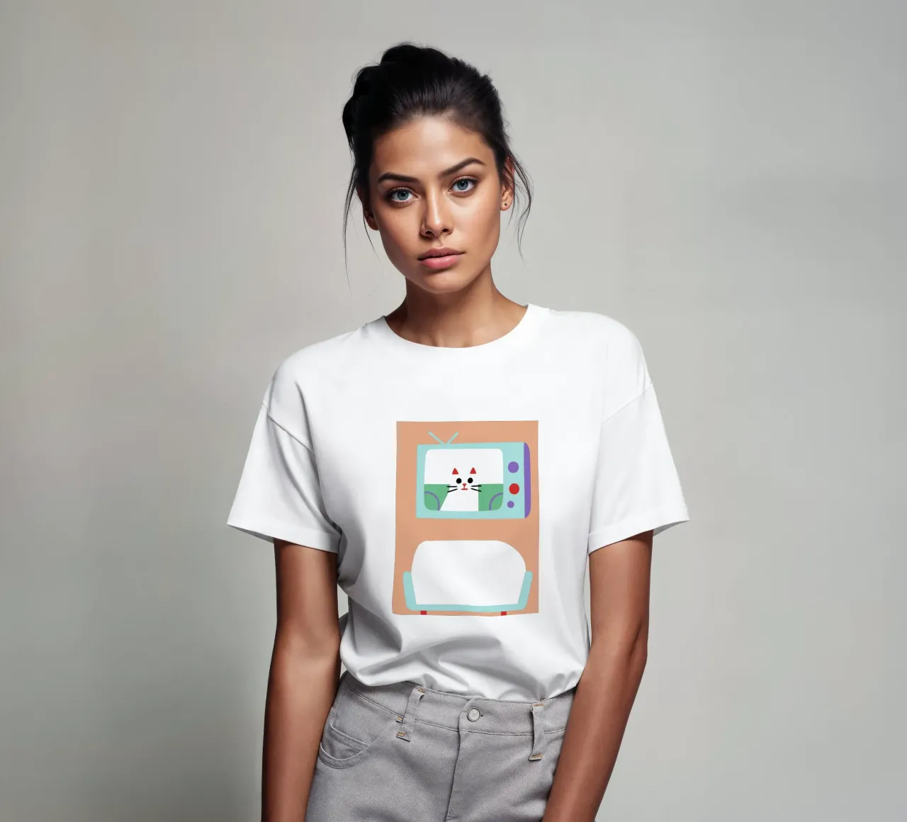 Gatti in televisione t-shirt da TRENDY POSTER SHOP