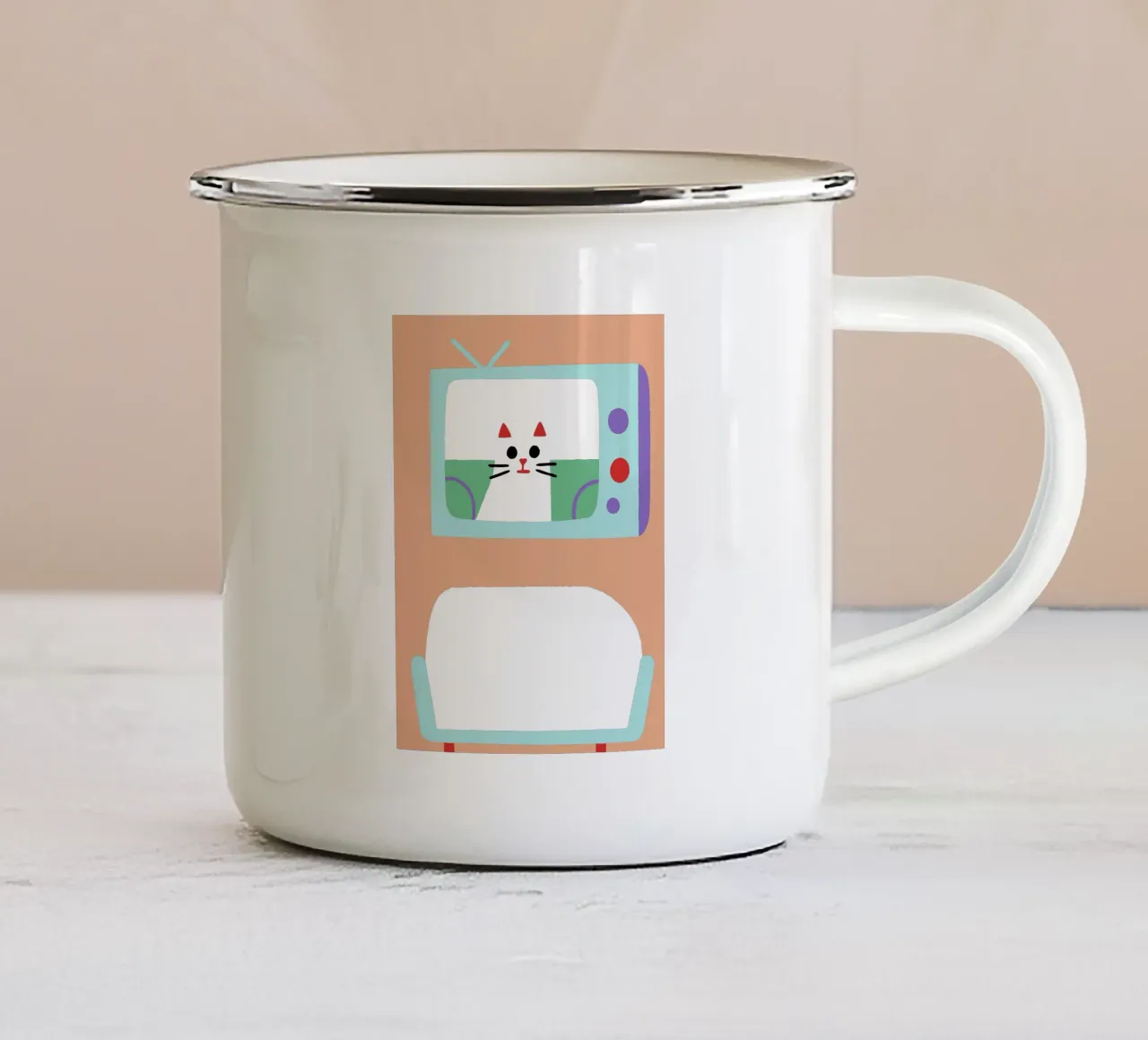Gatti in televisione tazza in smalto da TRENDY POSTER SHOP