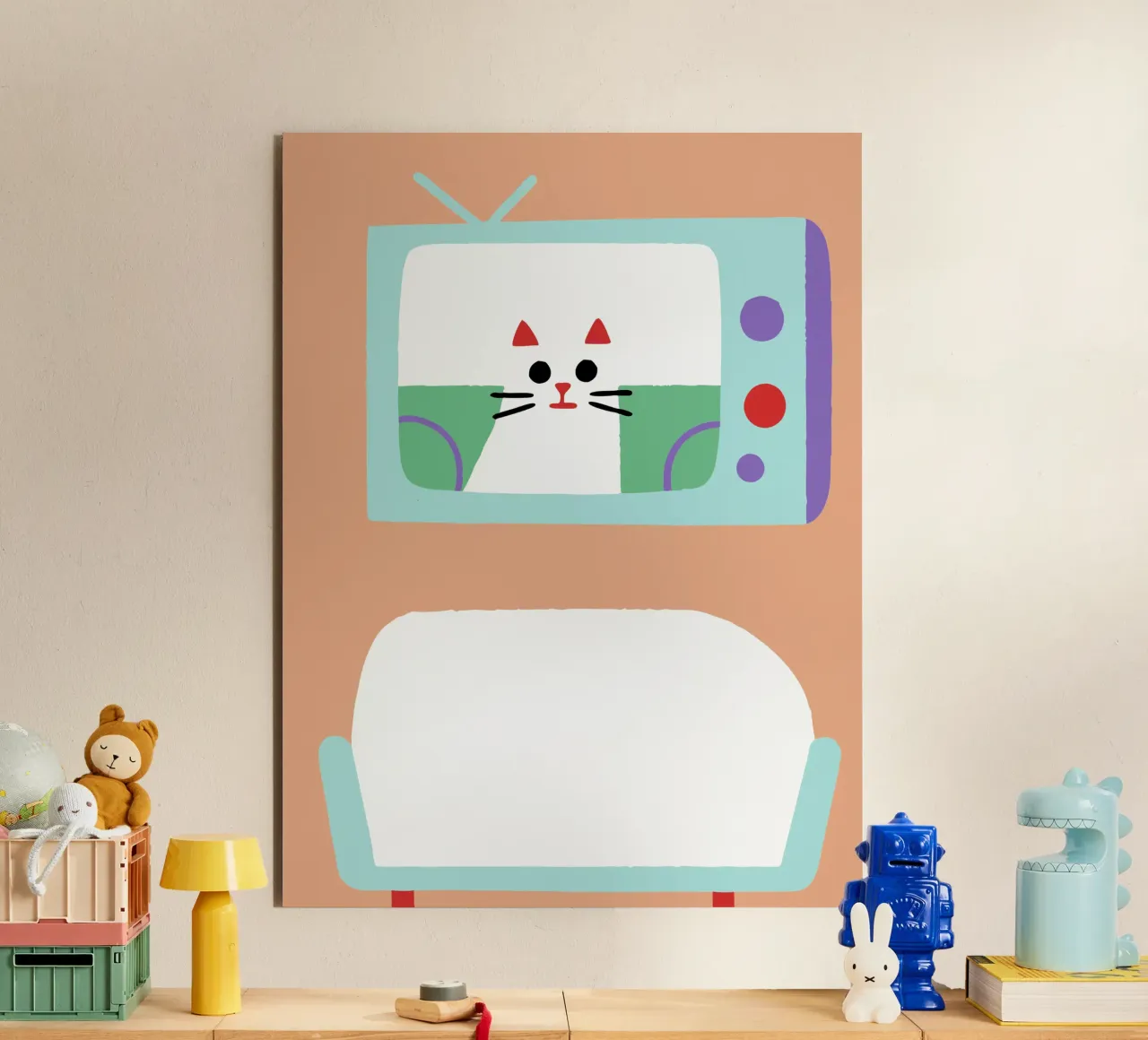 Gatti in televisione alluminio dibond da TRENDY POSTER SHOP