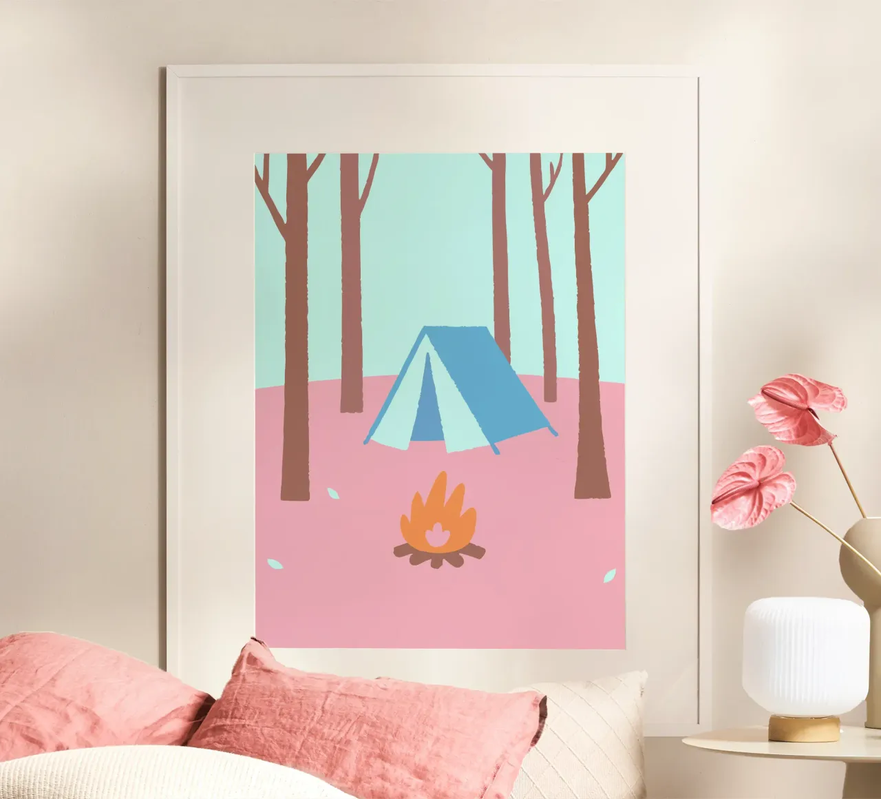 Camping poster met kunststof frame van TRENDY POSTER SHOP
