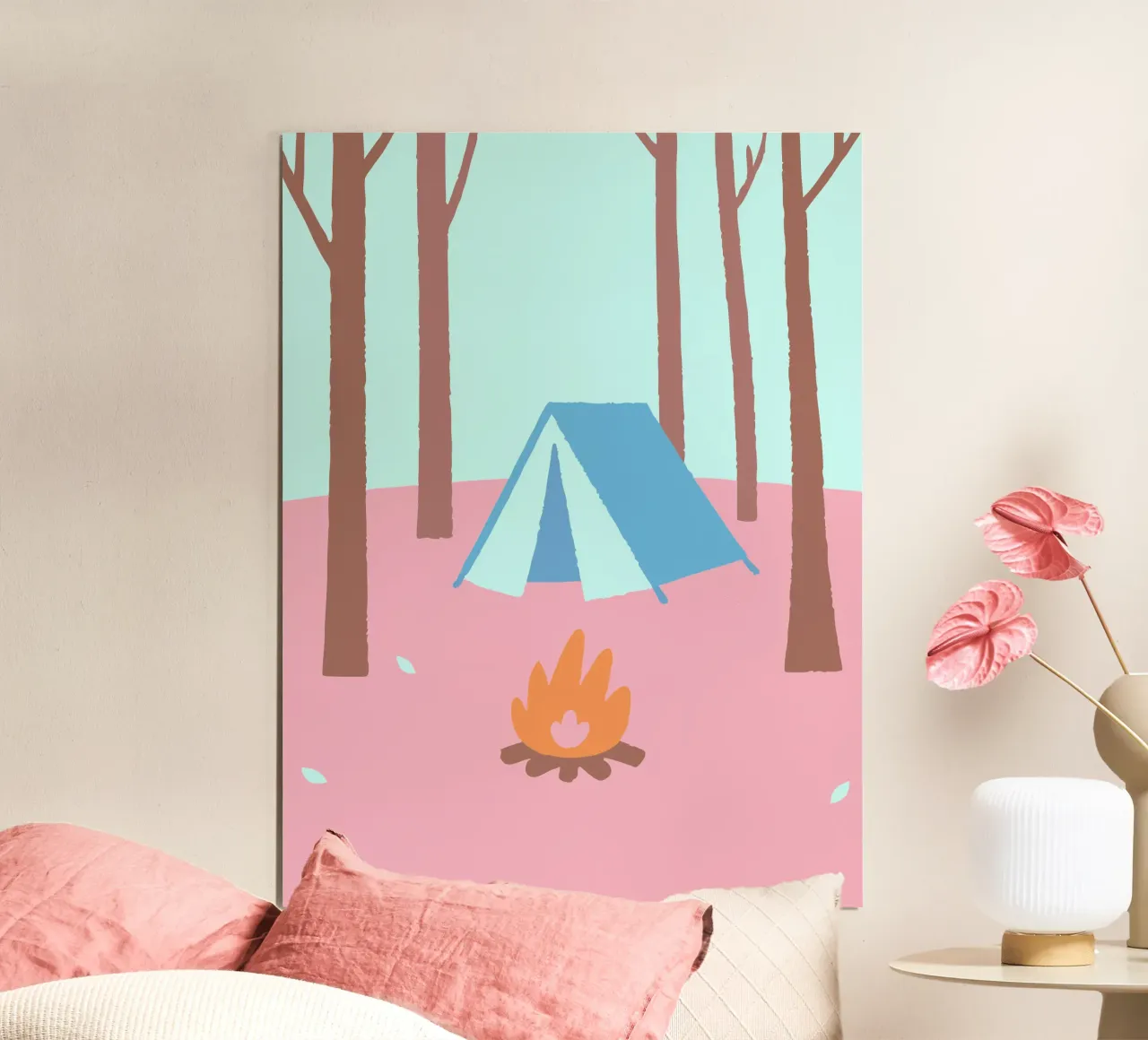 Camping poster met kunststof frame van TRENDY POSTER SHOP