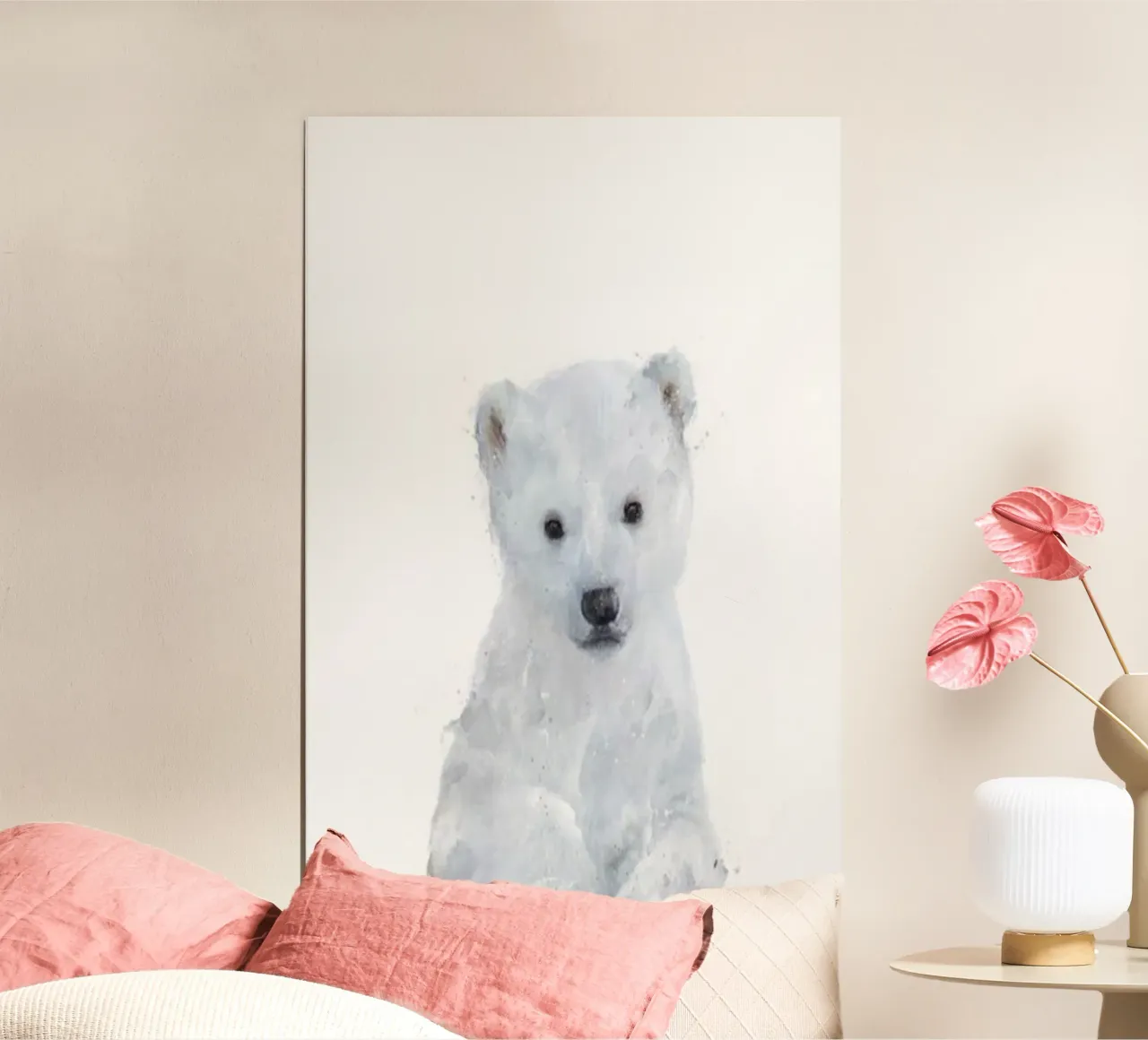 orso polare soffice e carino amy hamilton poster con telaio in legno da kbm store