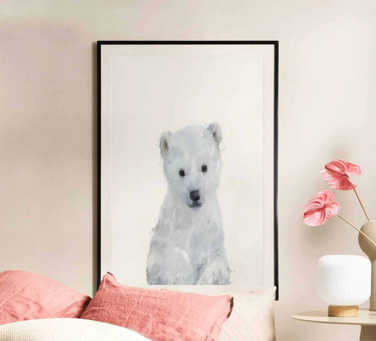 orso polare soffice e carino amy hamilton poster con telaio in legno da kbm store