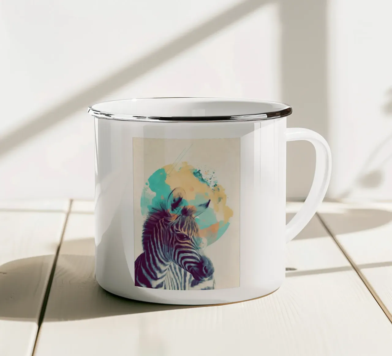 amy hamilton zebra kunstdruk emaille mok van kbm store