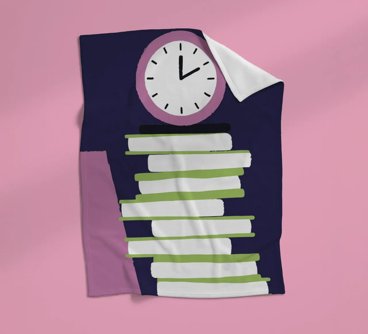 Clock and Book fleece blanket by TRENDY POSTER SHOP