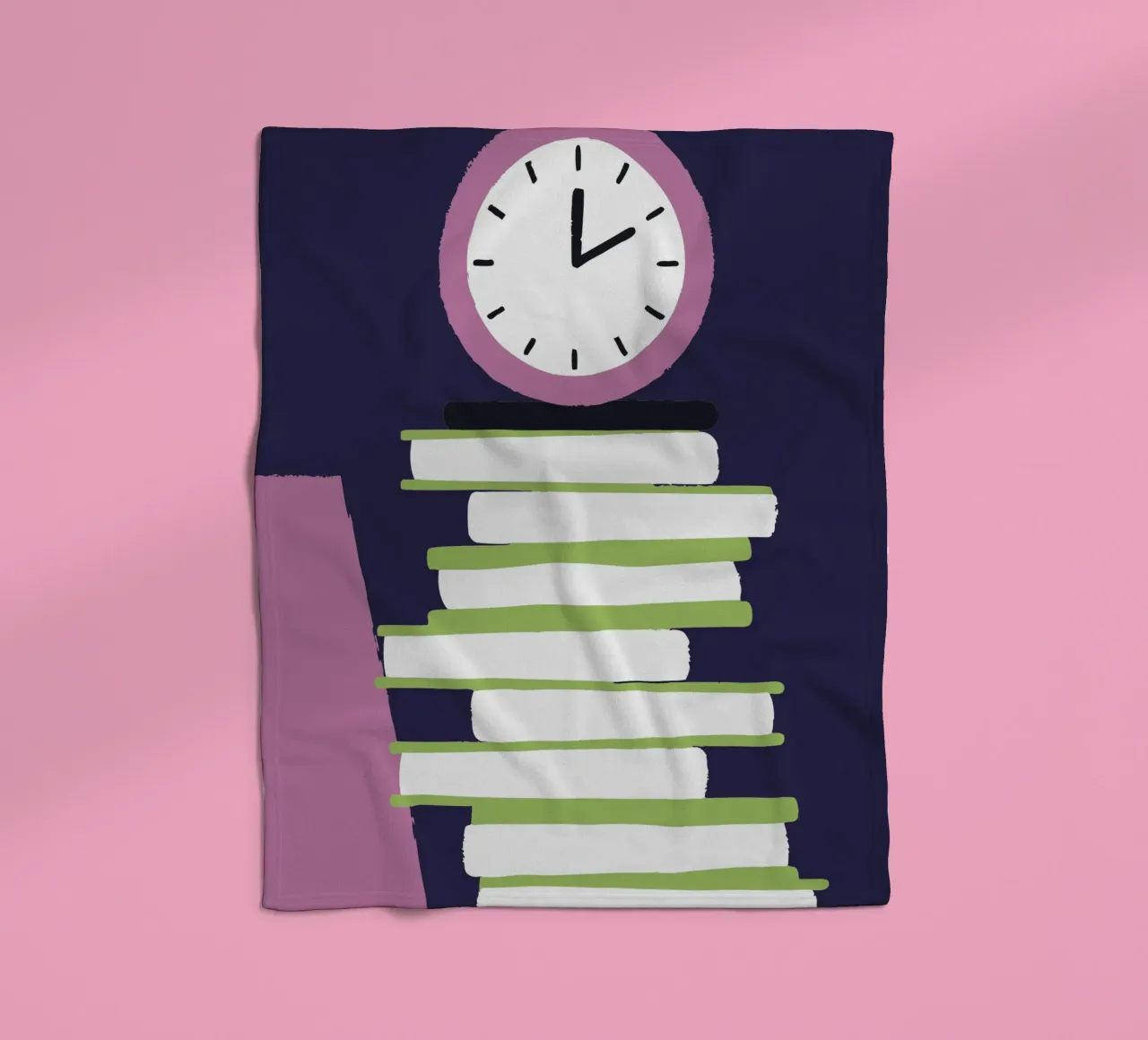 Clock and Book fleece blanket by TRENDY POSTER SHOP