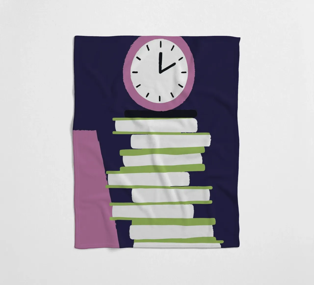 Clock and Book fleece blanket by TRENDY POSTER SHOP