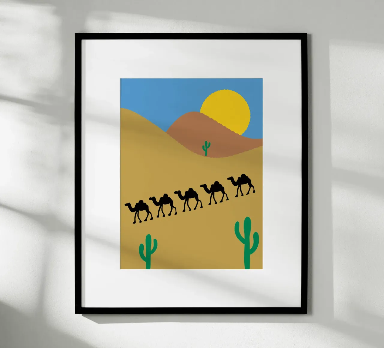 Kamele in der Wüste Poster von TRENDY POSTER SHOP