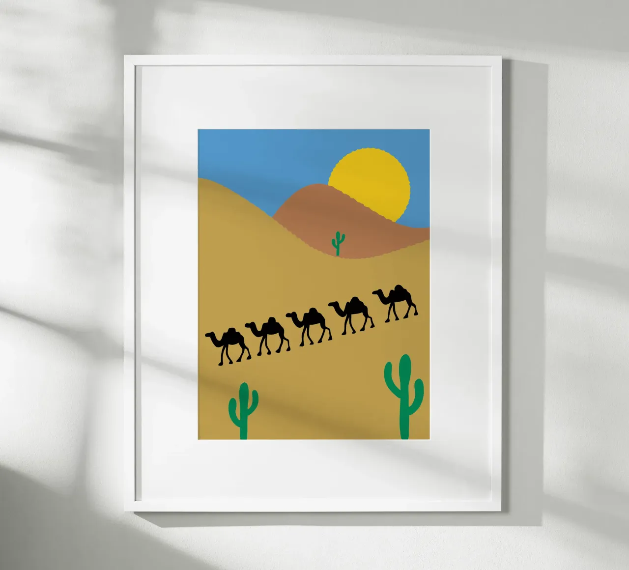 Kamele in der Wüste Poster von TRENDY POSTER SHOP