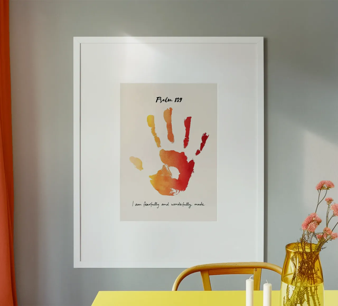 handprint watercolor psalm 139 quote scripture inspirational poster with aluminum frame by minerva santiago