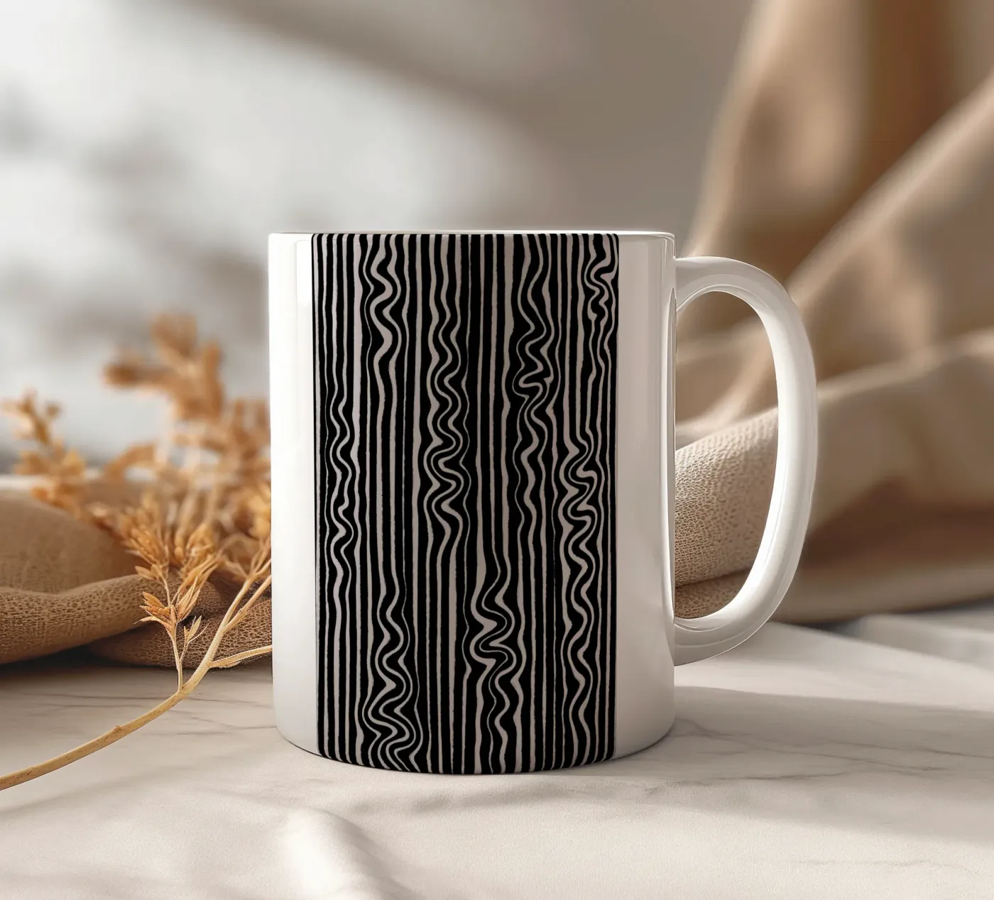 Liquid Thin Lines ceramic mug by treechild