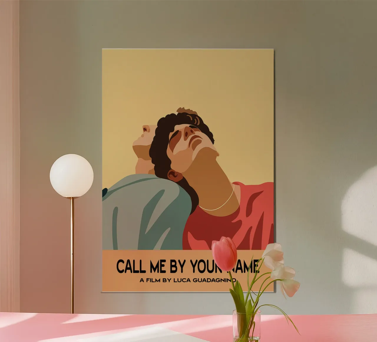 Chiamami col tuo nome Movie Art Immaginazione vettoriale poster con telaio in alluminio da whitesand