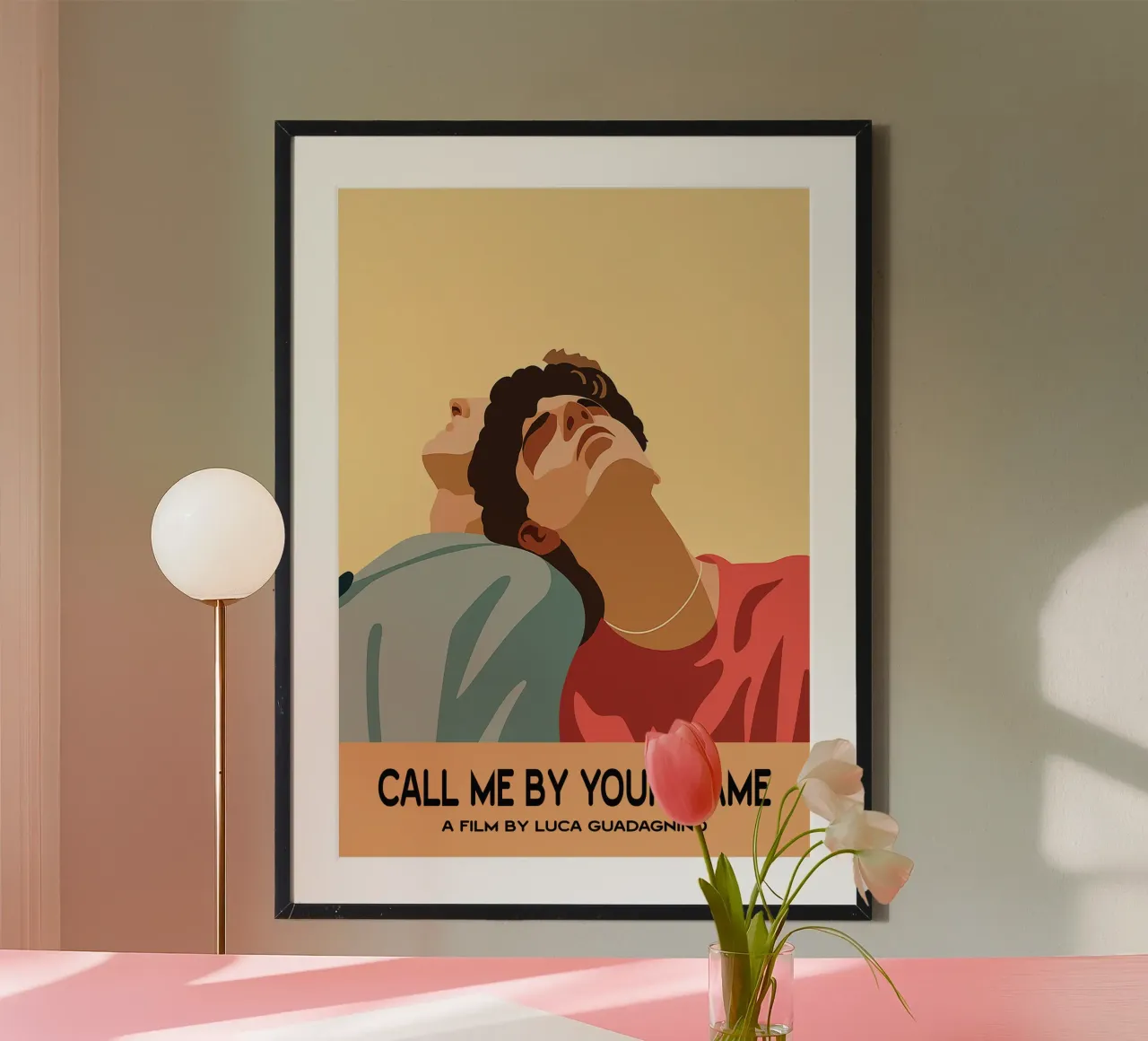 Chiamami col tuo nome Movie Art Immaginazione vettoriale poster con telaio in alluminio da whitesand