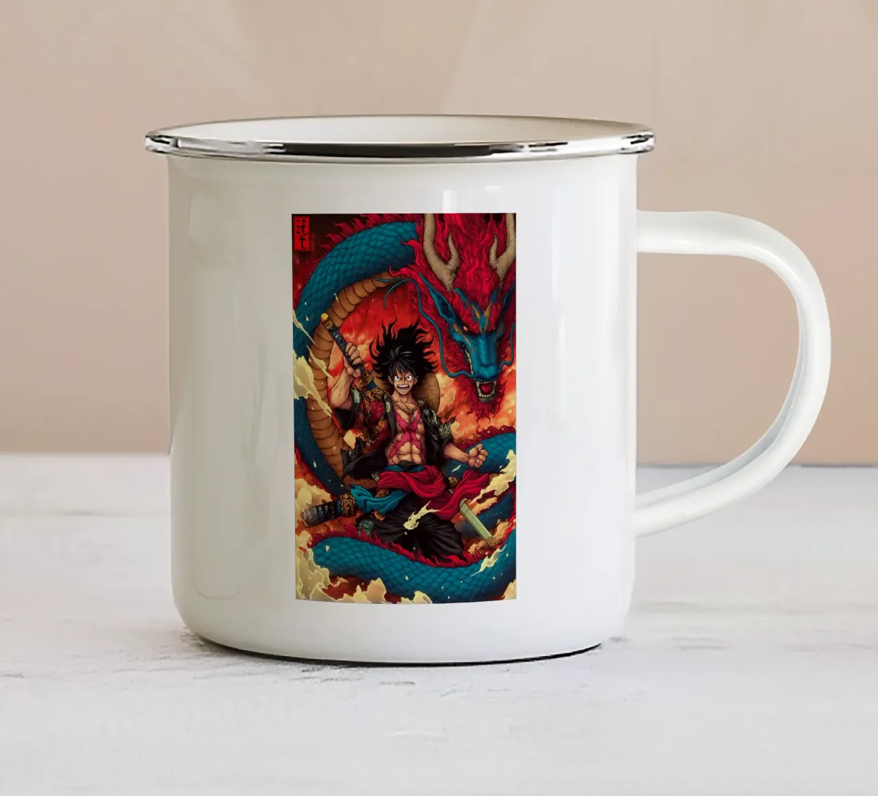 Un pezzo tazza in smalto da Fleur de Lys