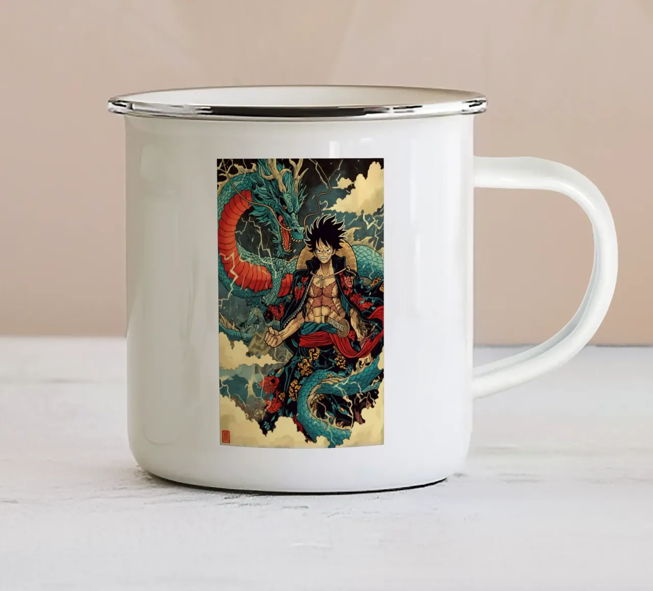 Un pezzo tazza in smalto da Fleur de Lys