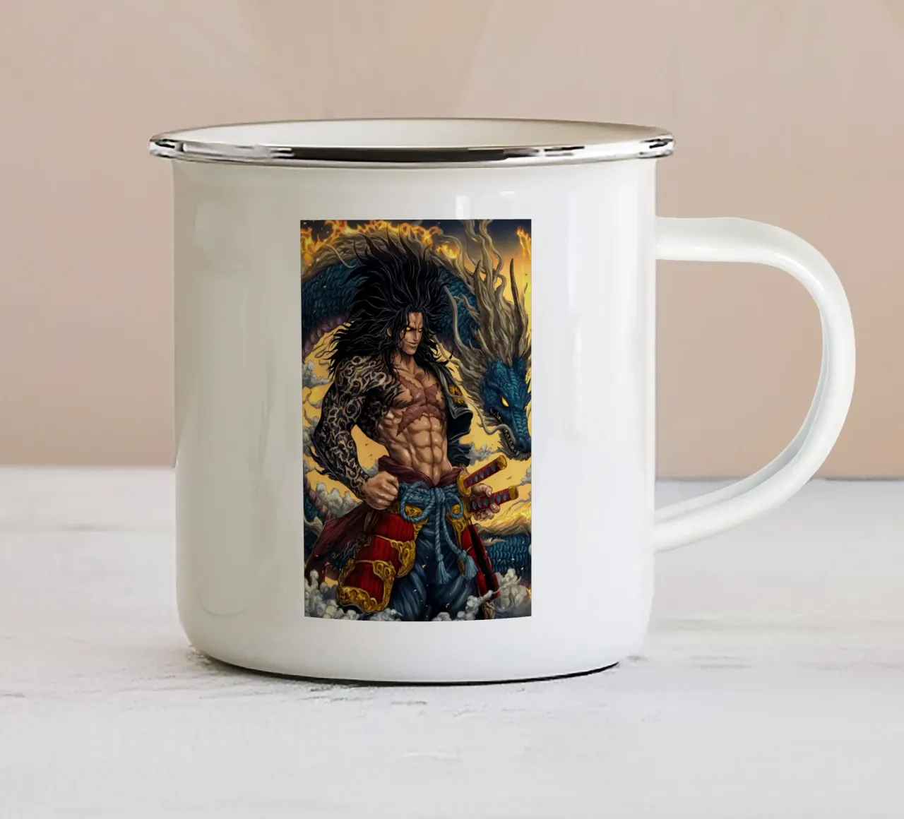 Un pezzo tazza in smalto da Fleur de Lys