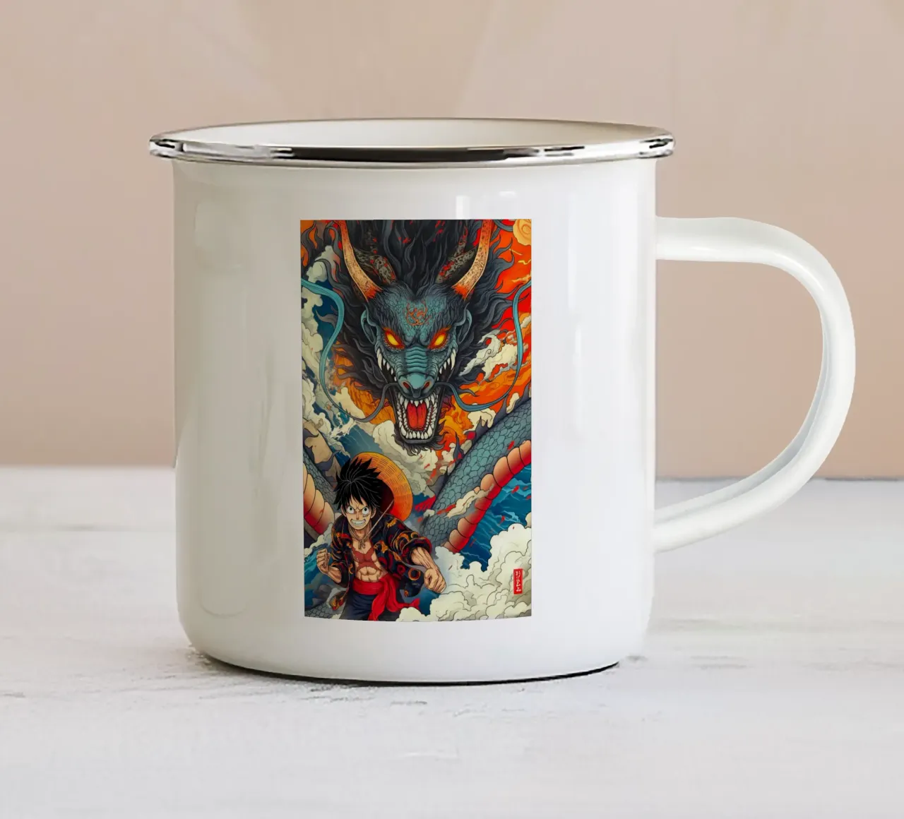 Un pezzo tazza in smalto da Fleur de Lys