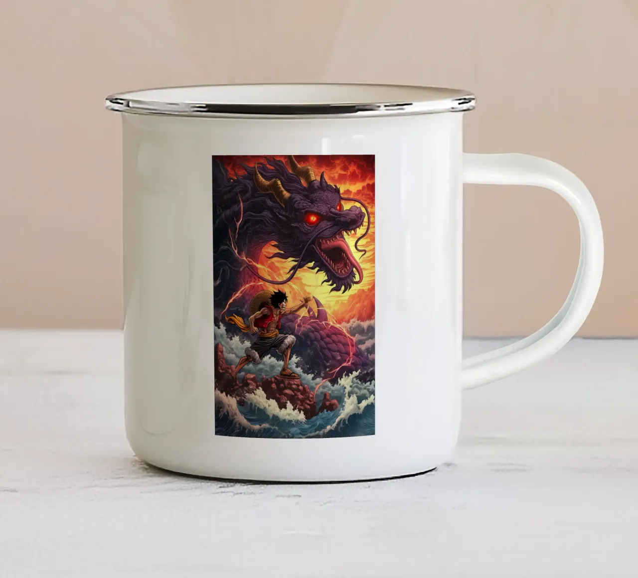 Un pezzo tazza in smalto da Fleur de Lys