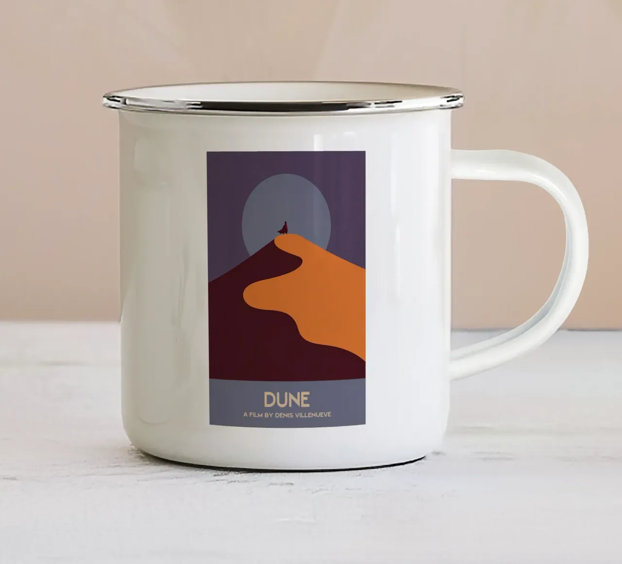 Dune Movie Art Immaginazione vettoriale tazza in smalto da whitesand