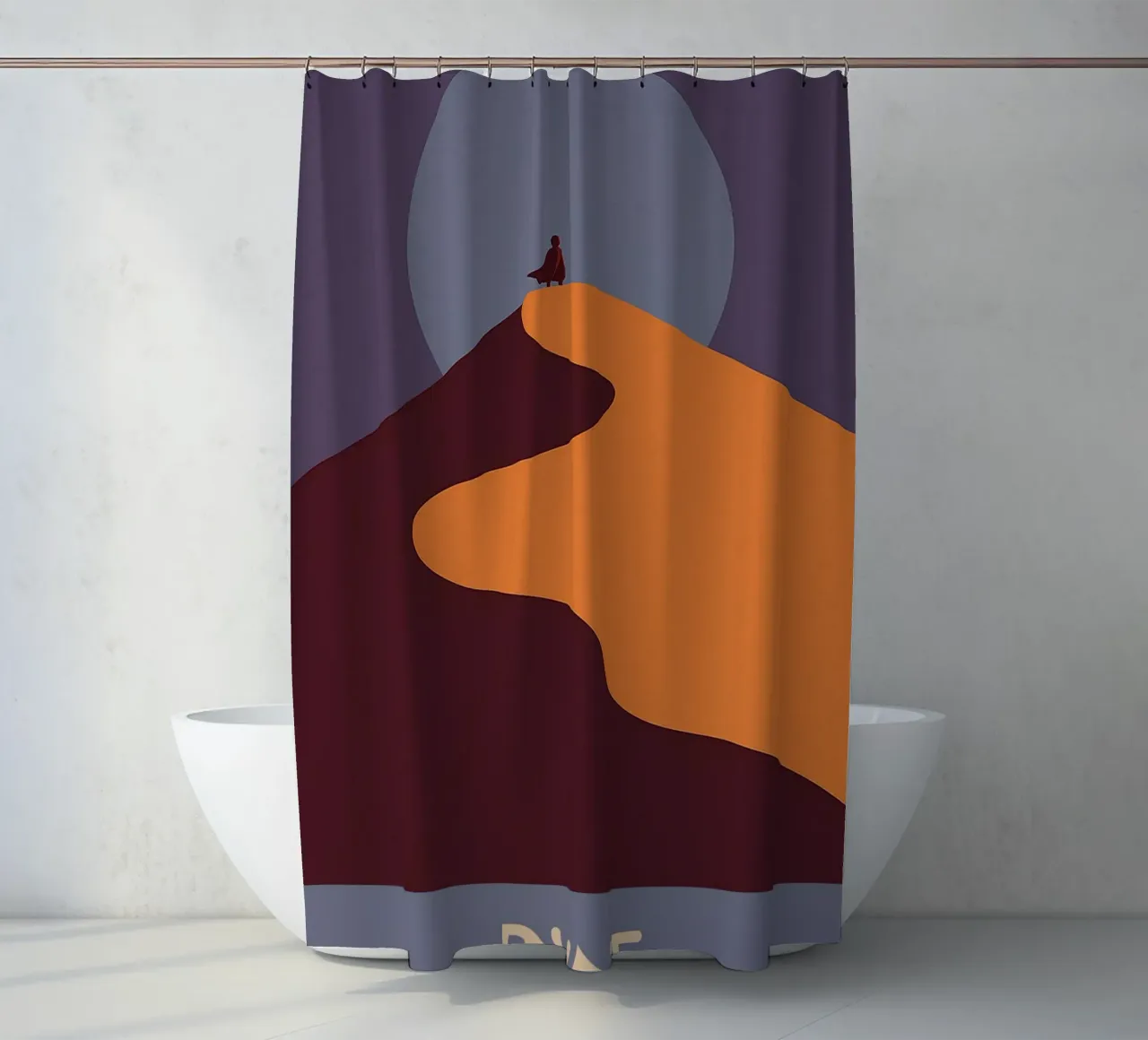 Dune Movie Art Vector Imagination cortina de baño de whitesand
