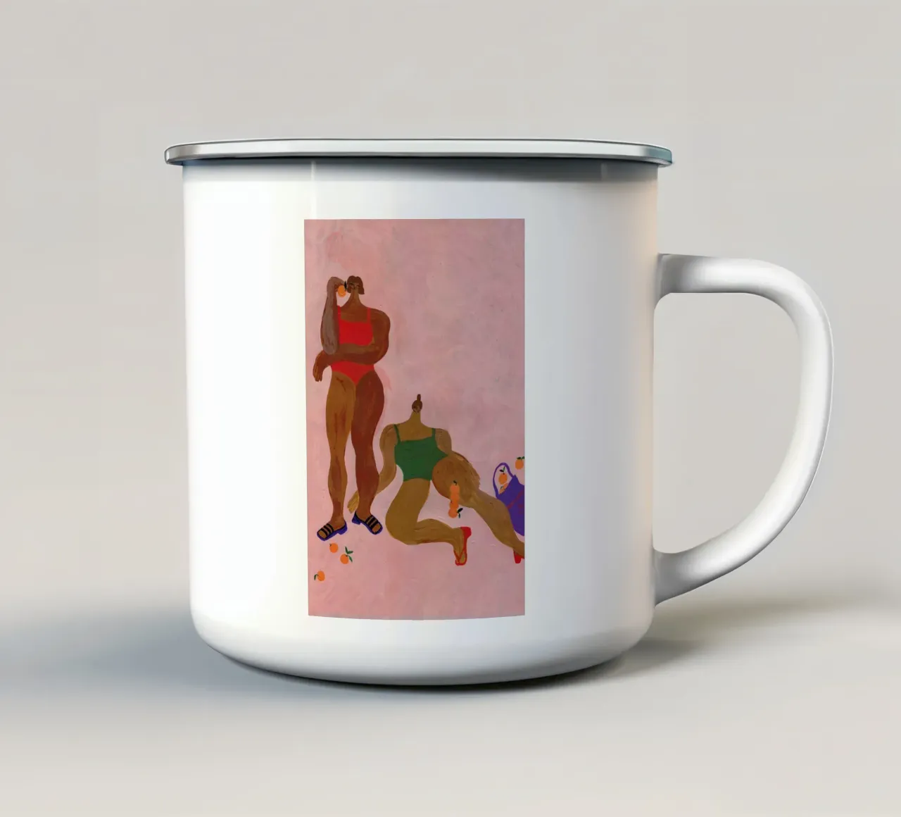 Collecting Mandarins tazza in smalto da Nudes and Croissants