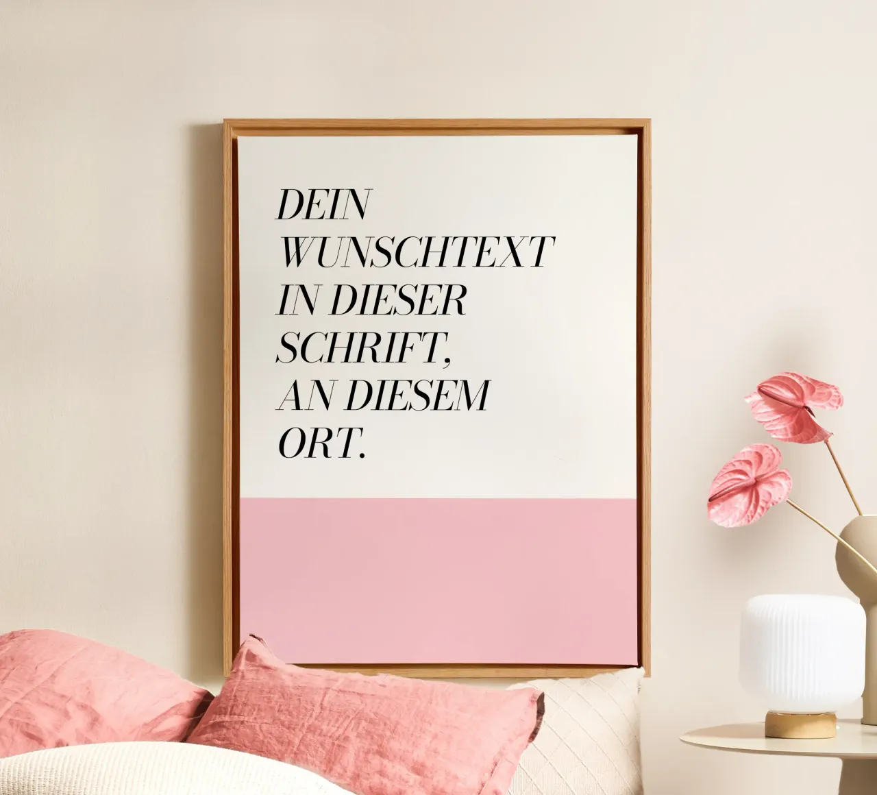 Wunschtext - geometrisch rosa tela con Cornice a cassetta da WORTSPIEL