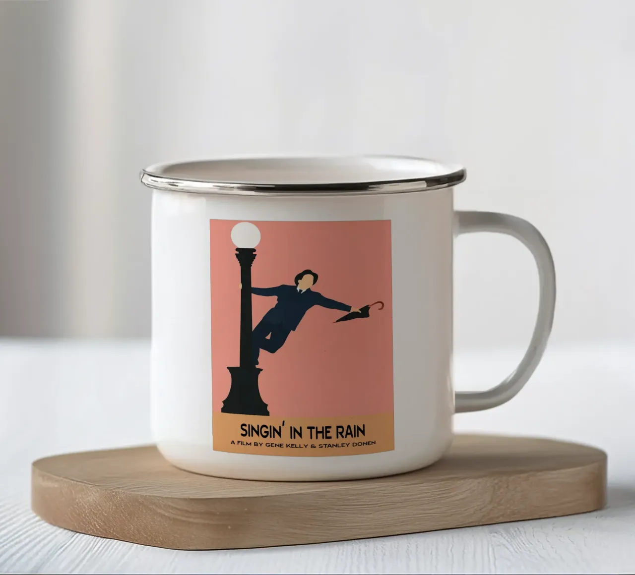 Singin in the Rain Movie Art Immaginazione vettoriale tazza in smalto da whitesand