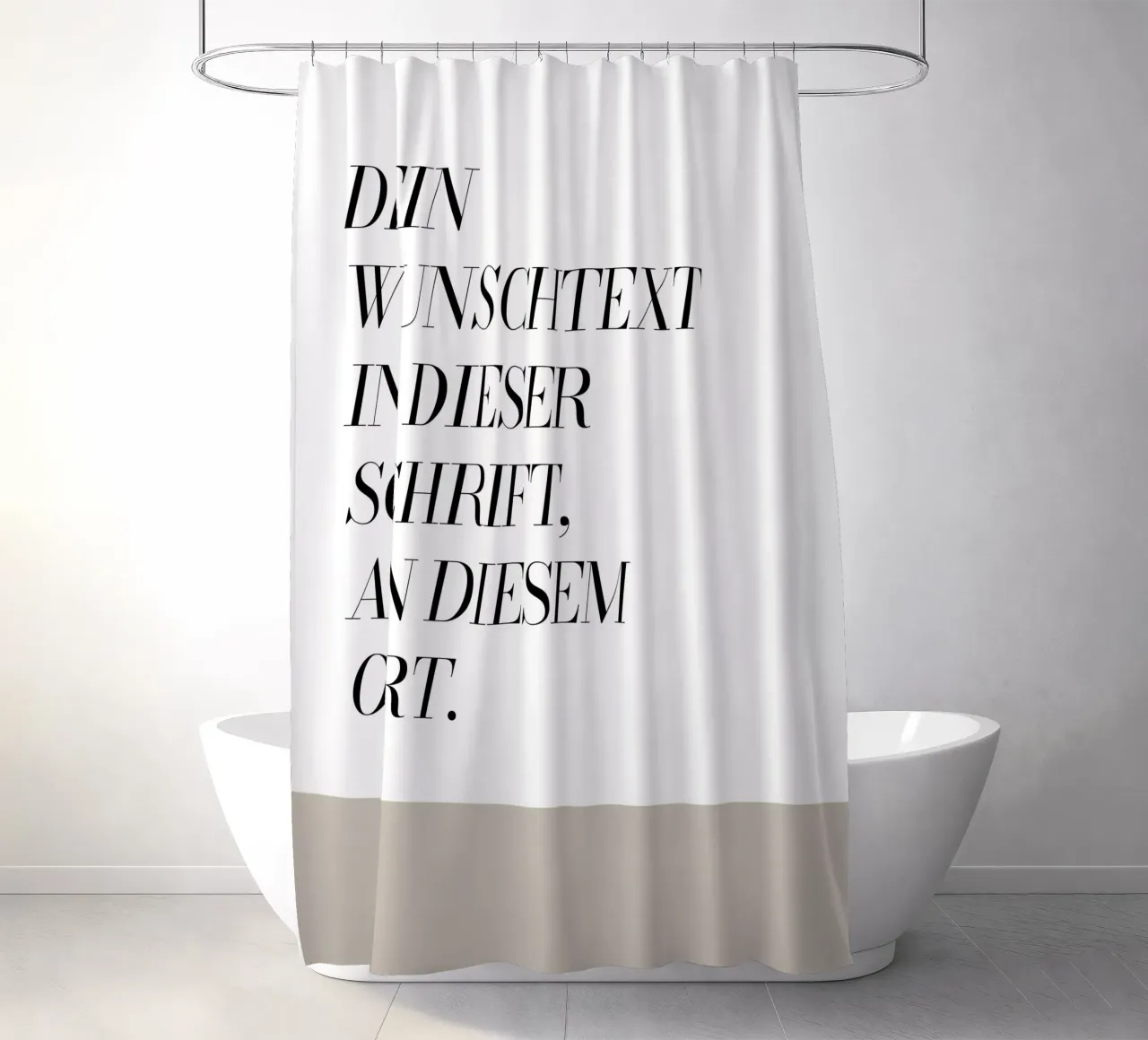 Wunschtext - geometrisch beige douchegordijn van WORTSPIEL