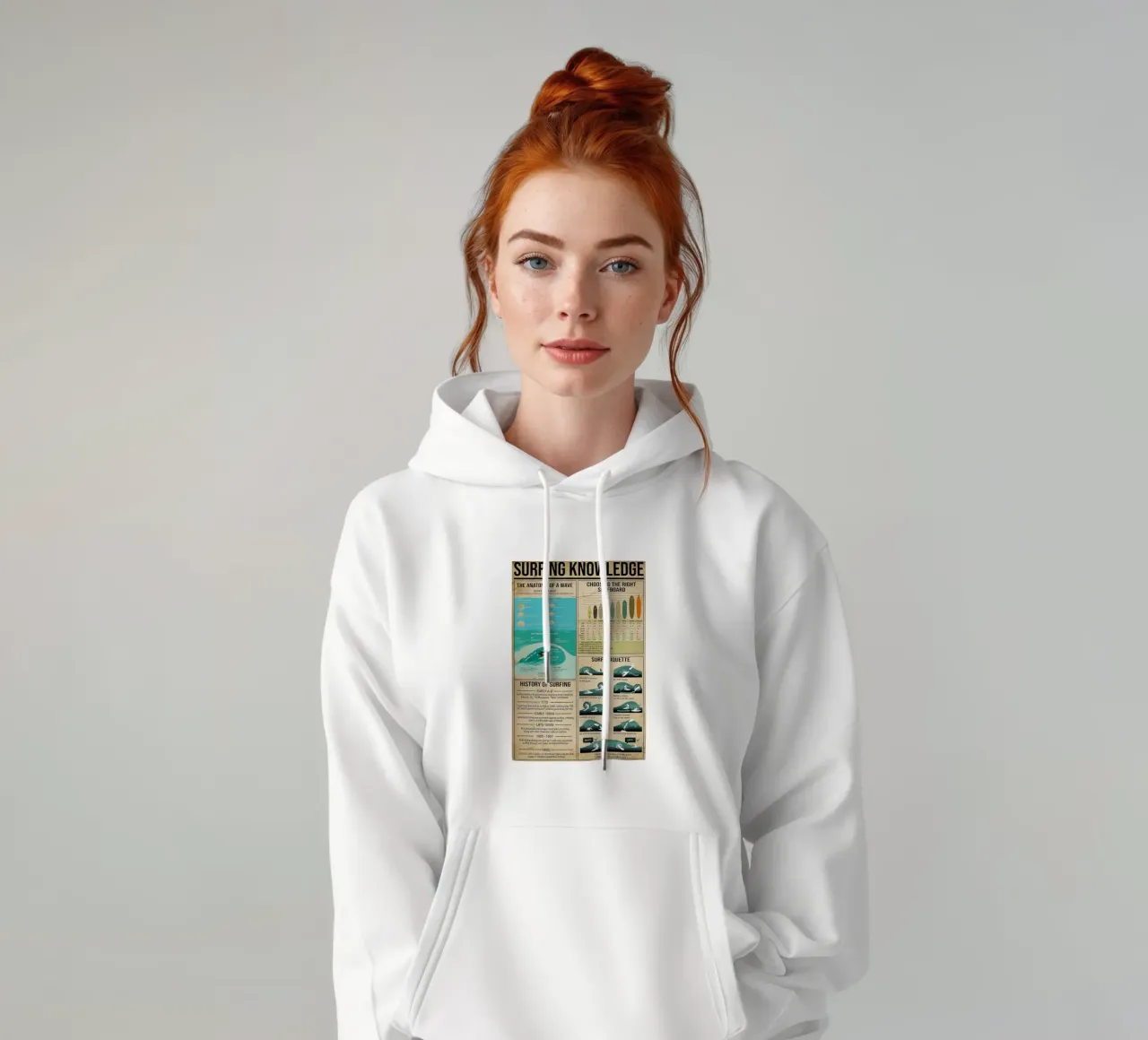 Poster sulla conoscenza del surf felpa con cappuccio da Maritiknowled
