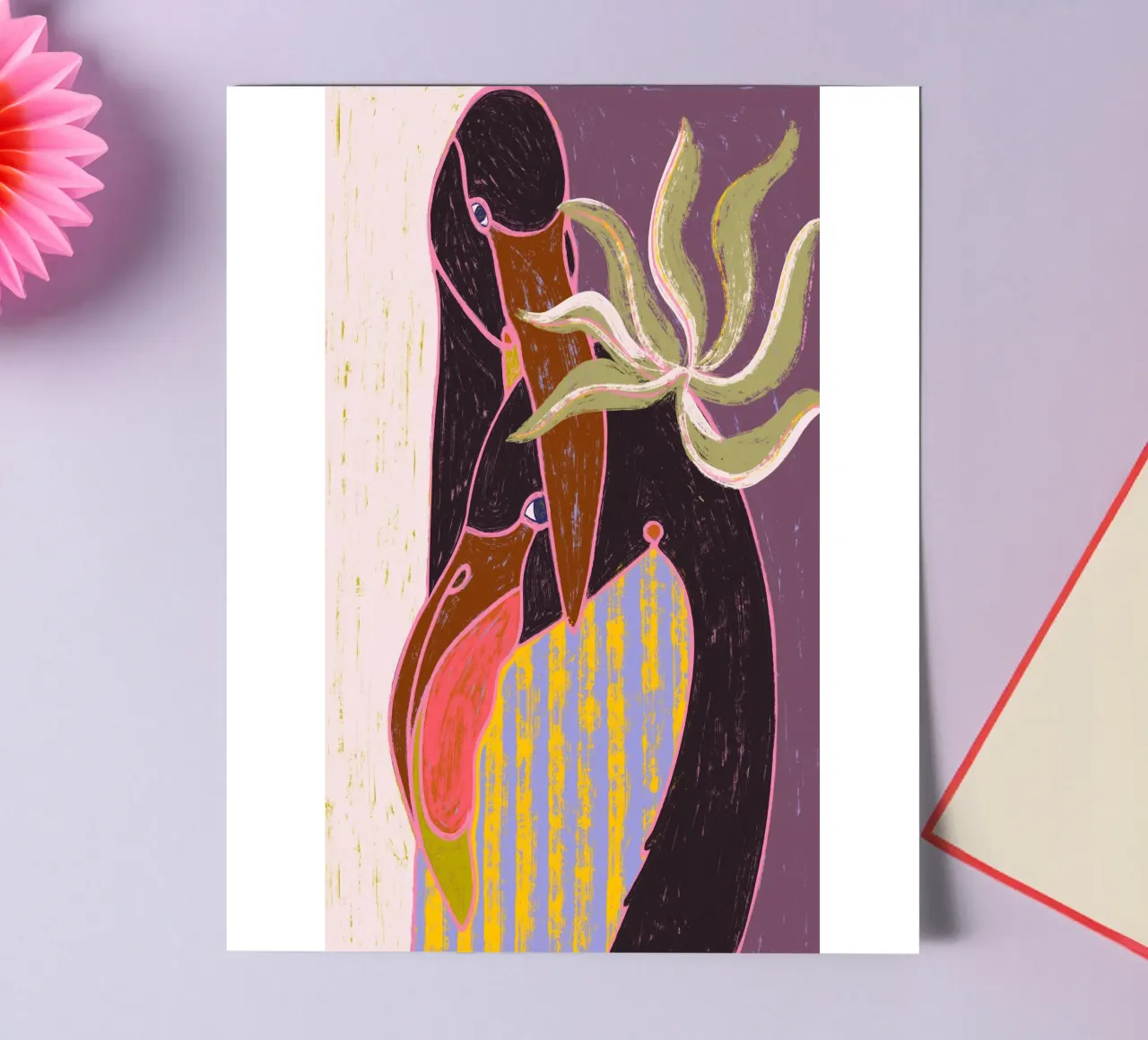 Flamingo-Harfen-Duett Stickerbogen von 83oranges