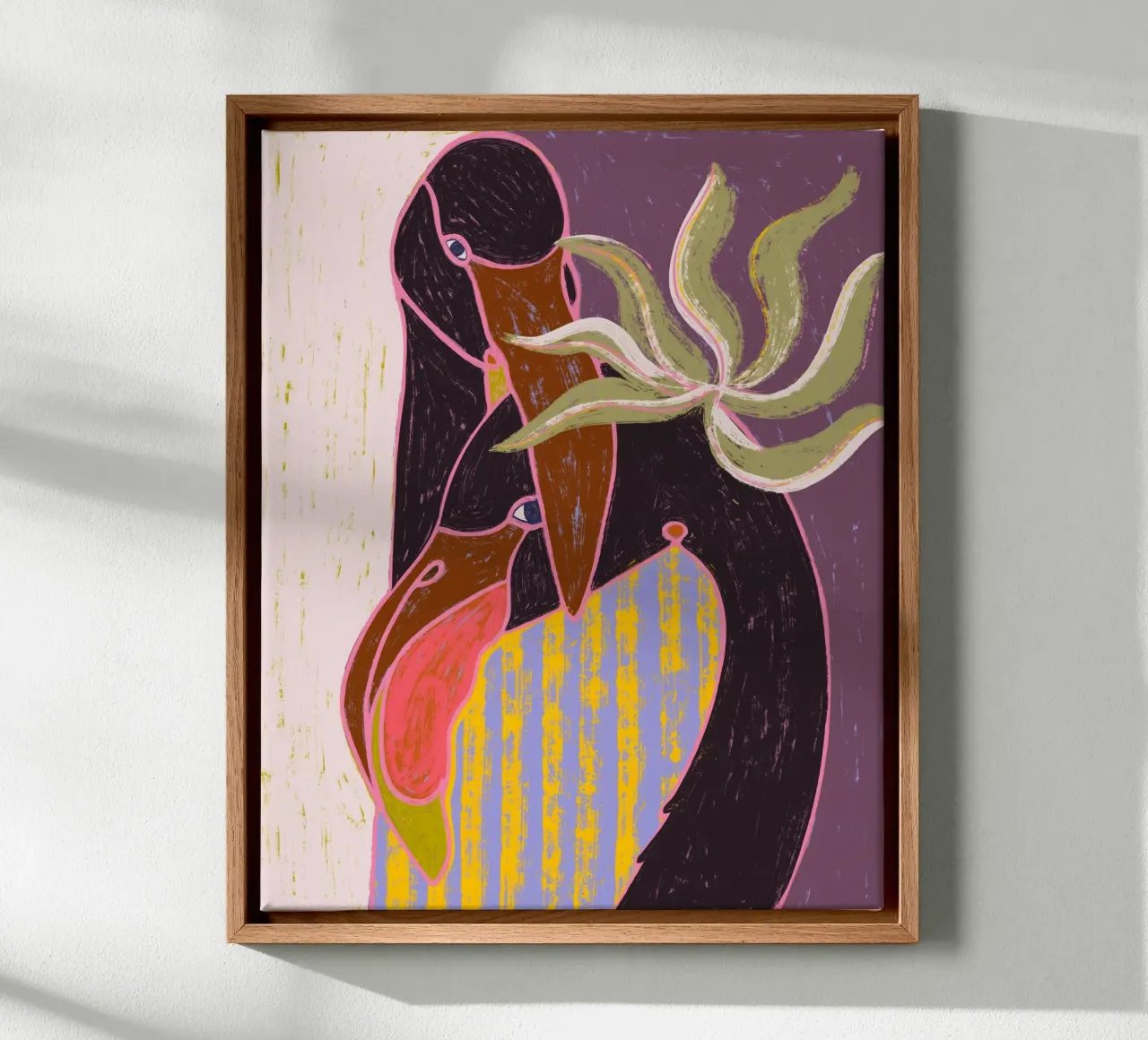 Flamingo harp duet canvas met Baklijst van 83oranges
