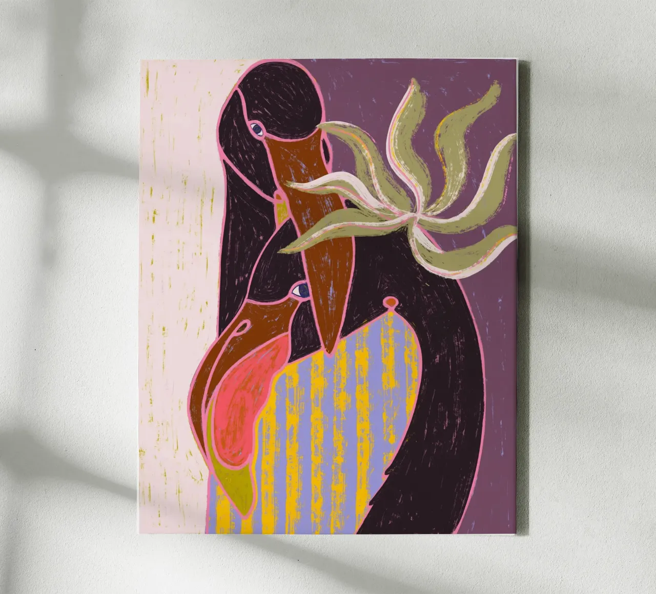 Flamingo harp duet canvas met Baklijst van 83oranges