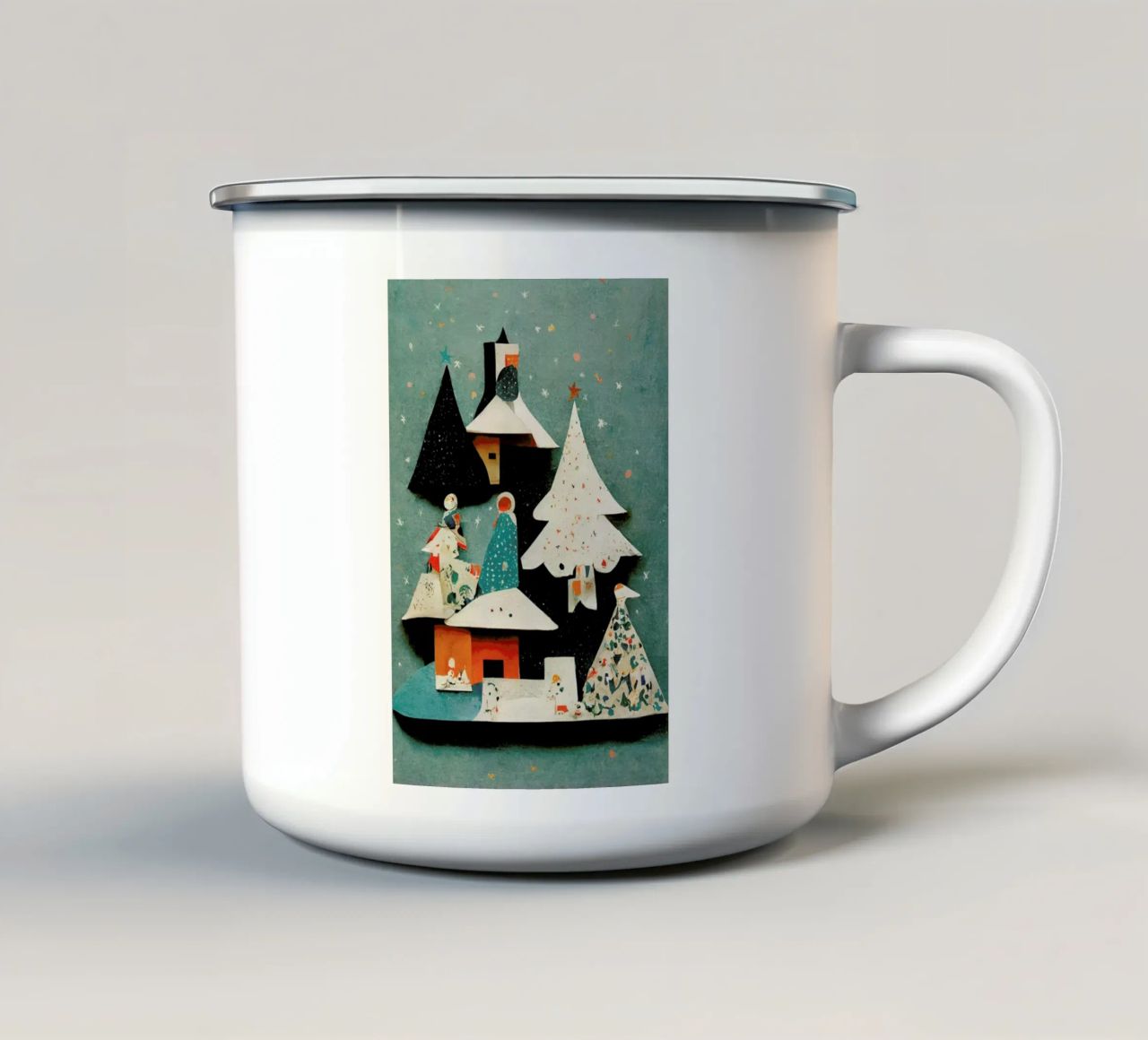 Paper Cut Pine Trees tazza in smalto da treechild