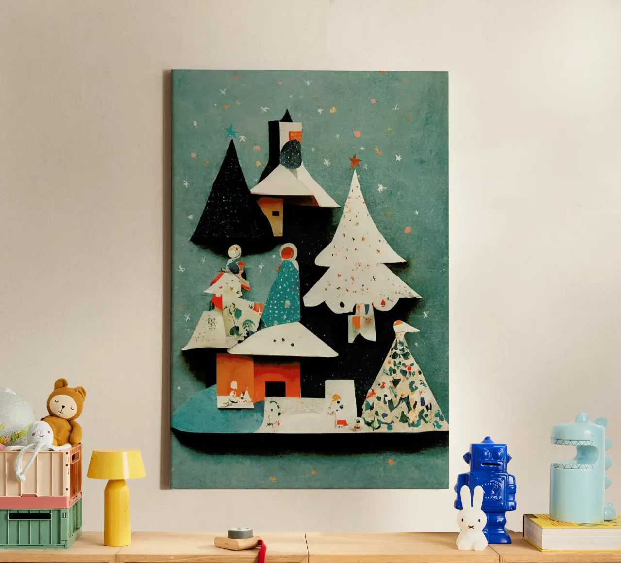 Paper Cut Pine Trees tela con Cornice a cassetta da treechild