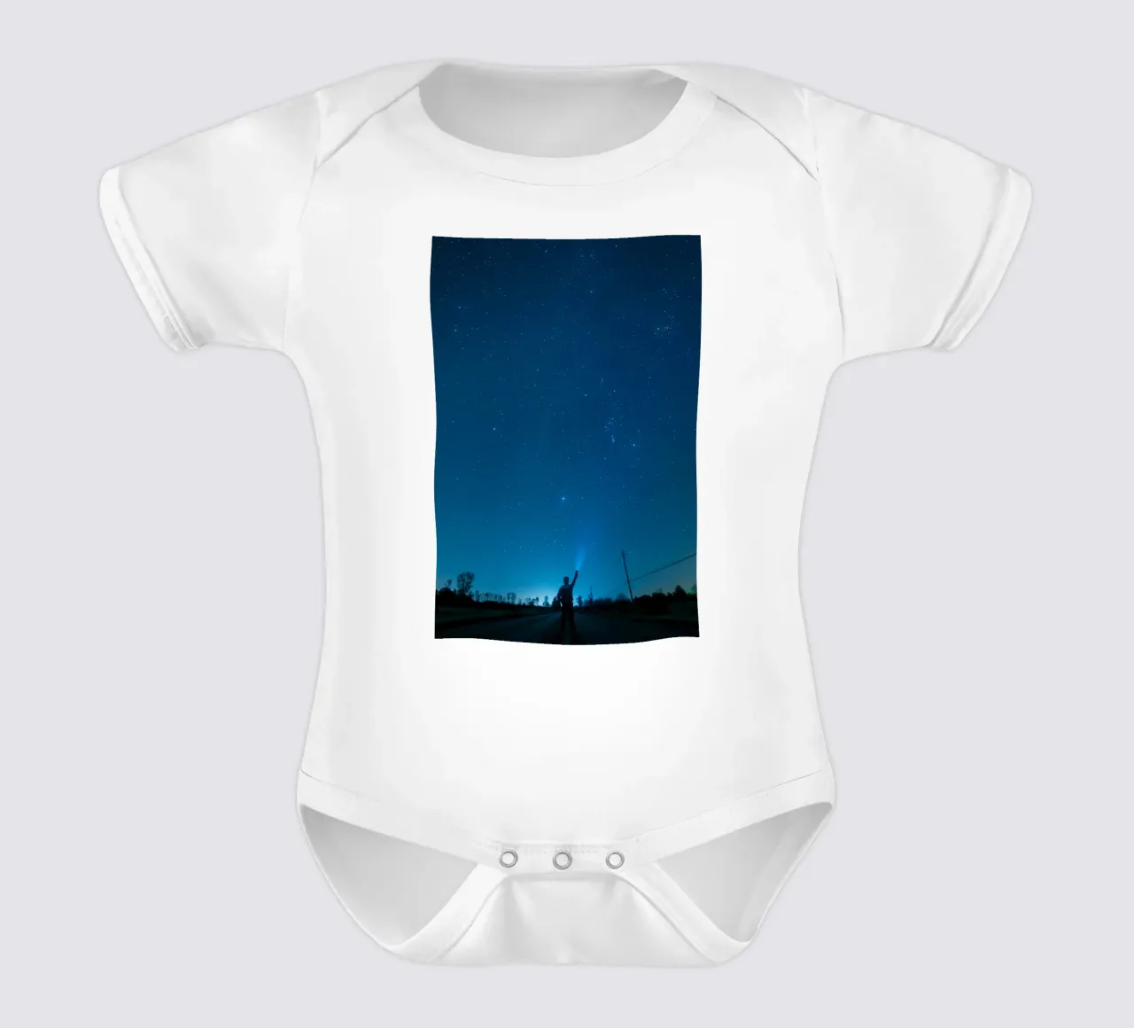 celestial stars short-sleeve baby romper by Bleu