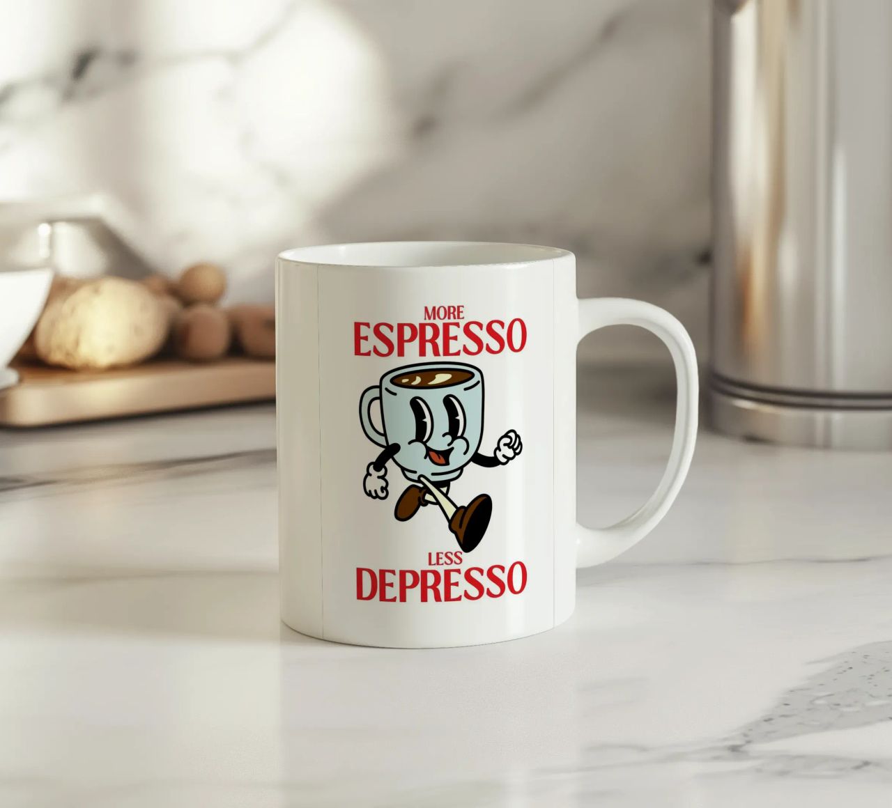 More Espresso, Less Depresso, tazza in ceramica da Art of Saying