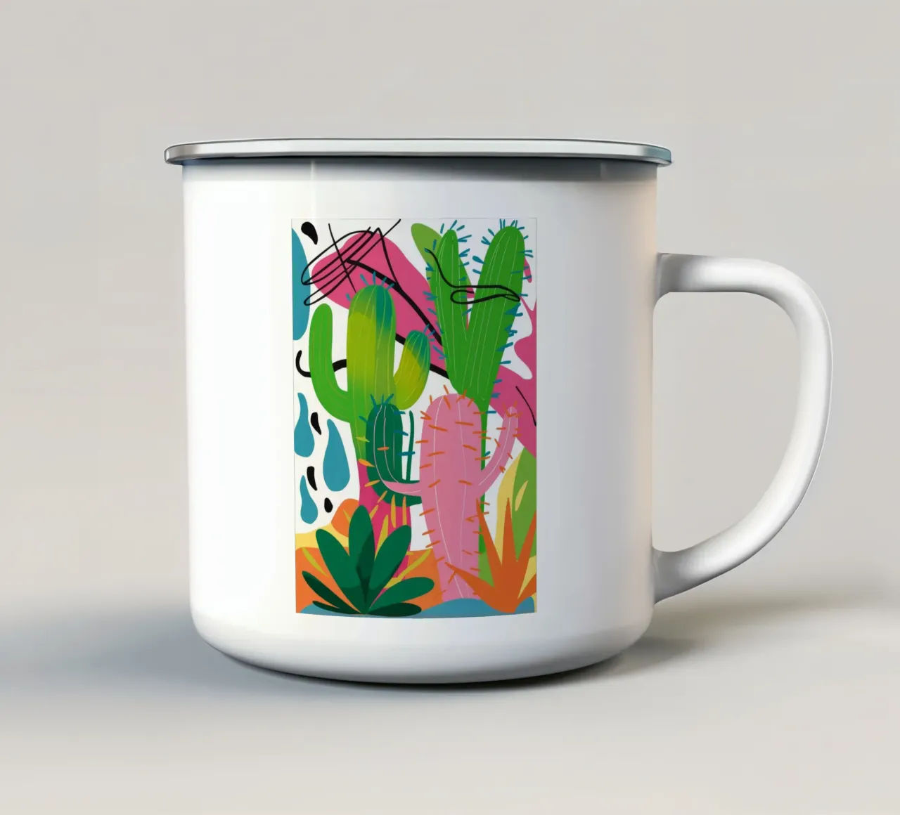 Medley di fiori di cactus tazza in smalto da Pake Nebula