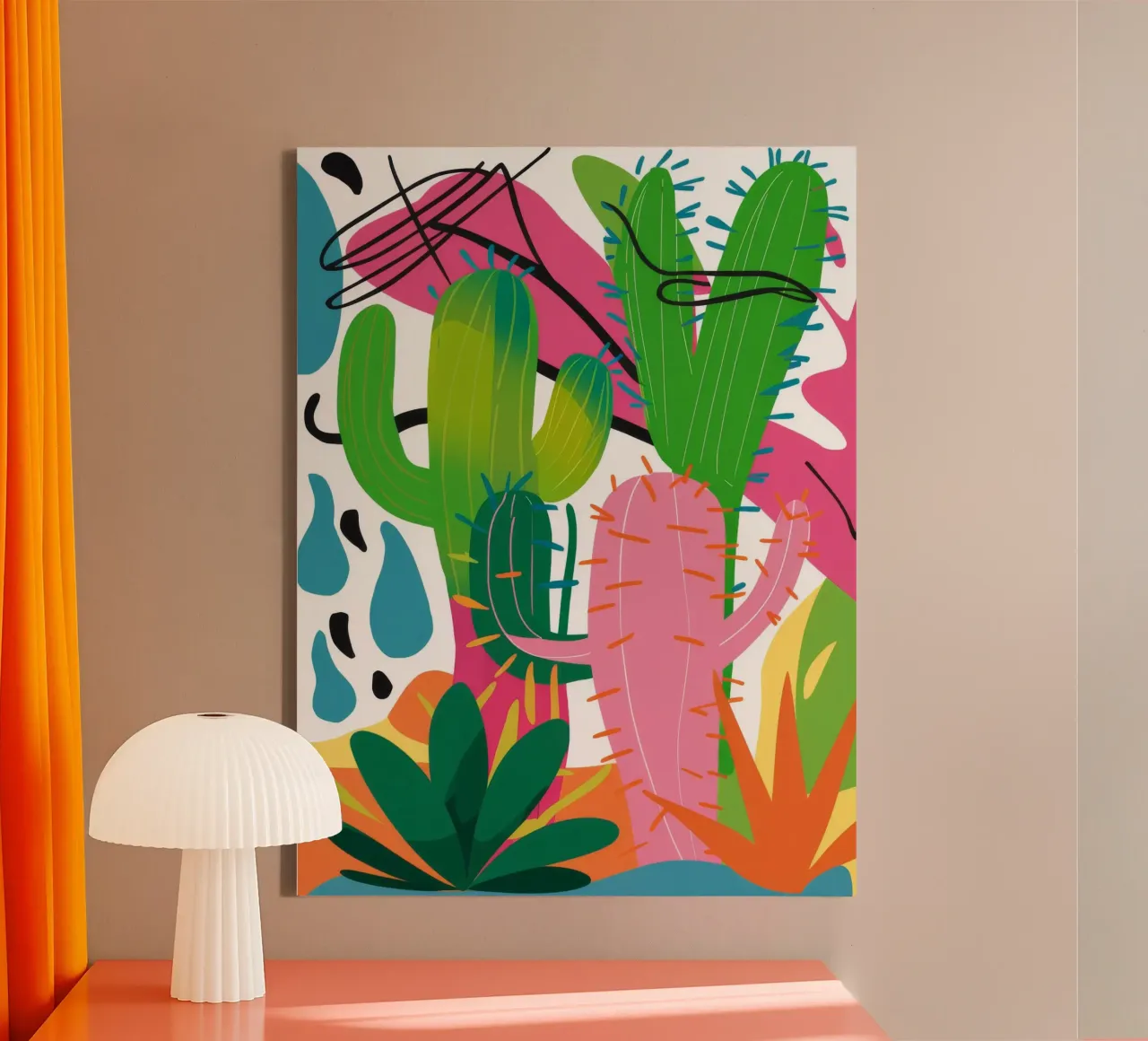 Medley di fiori di cactus tela con Cornice a cassetta da Pake Nebula
