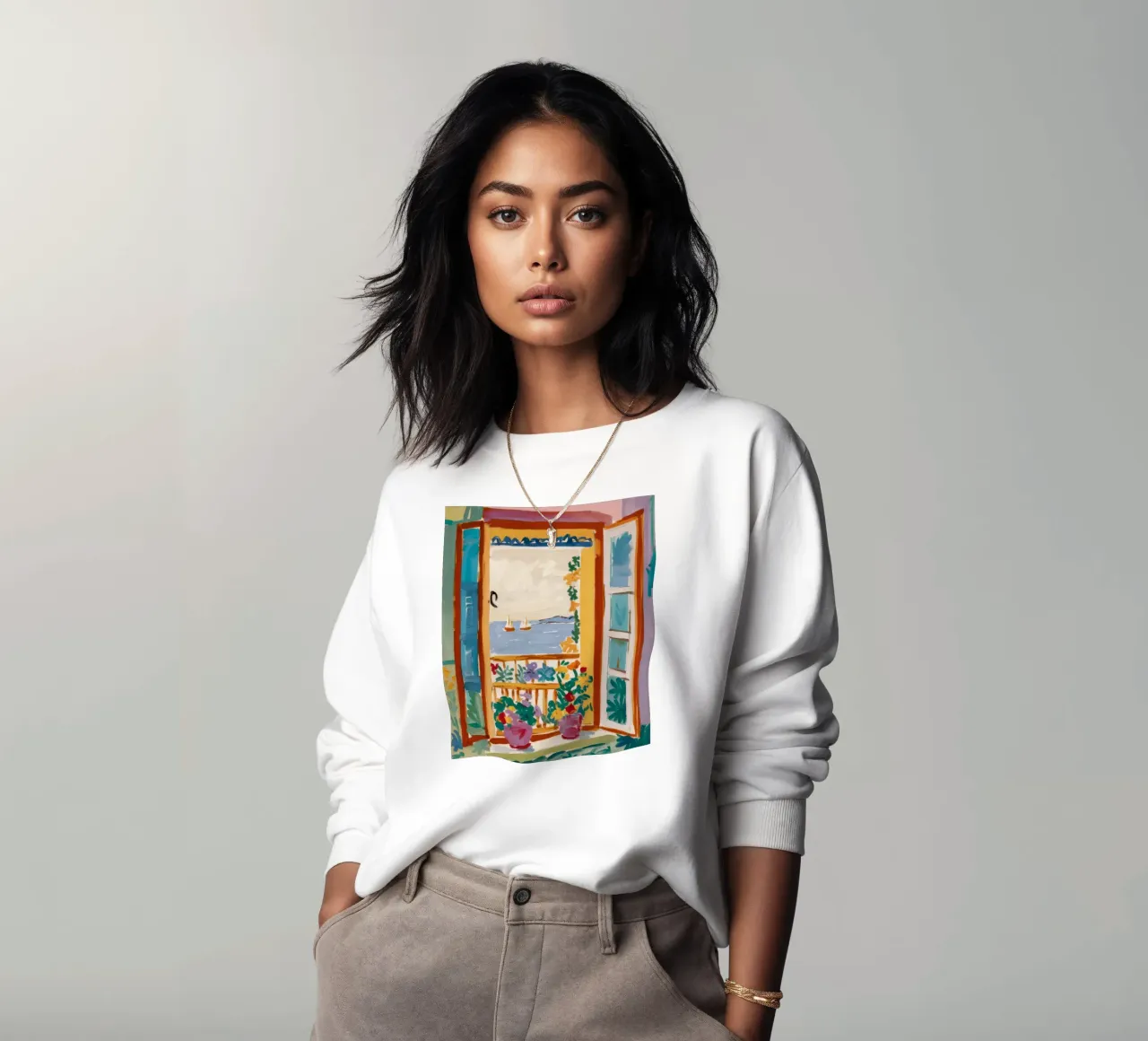 Fenster Meerblick Sweatshirt von Pake Nebula
